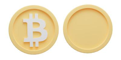 Coin bitcoin isolated on white background with clipping path. 3d render illustration. photo