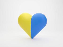 Heart shaped with national flag of Ukraine. 3D rendering illustration photo
