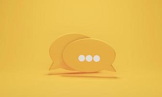 icono de chat o símbolo de burbujas de voz sobre fondo amarillo pastel. concepto de chat, comunicación o diálogo. ilustración de representación 3d. foto