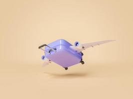 travel suitcase with airplane wings photo
