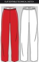 Wide leg pant with elastic waist vector file