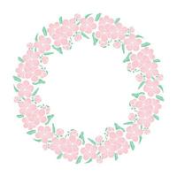 Circular wreath with delicate wood flowers vector