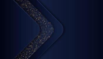 Abstract dark blue background with golden lines and dots vector