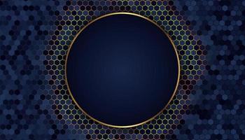 Abstract dark blue background with golden lines and dots vector