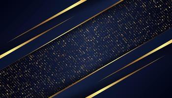 Abstract dark blue background with golden lines and dots vector