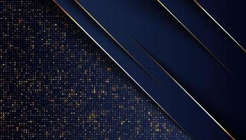 dark blue overlap background with golden light line vector