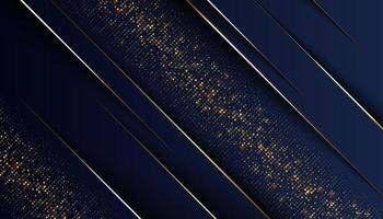 dark blue overlap background with golden light line vector