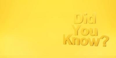 Did you know on a yellow background. 3d rendering. photo