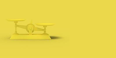 Yellow scales on a yellow background. Abstract image. Minimal concept business. 3D render. photo