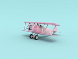 Toy vintage aircraft. Illustration with empty place for text. 3D rendering photo