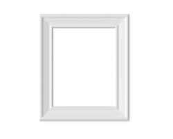 4x5 Vertical Portrait picture frame mockup. Realisitc paper, wooden or plastic white blank for photographs. Isolated poster frame mock up template on white background. 3D render. photo