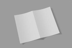 Mockup vertical booklet, brochure, invitation isolated on a grey background with soft cover and realistic shadow. 3D rendering. photo