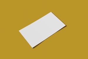 Mockup blank business or name card on a yellow background. 3D rendering photo