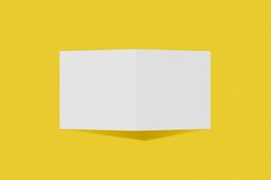 Mockup square booklet, brochure, invitation isolated on a yellow background with hard cover and realistic shadow. 3D rendering. photo