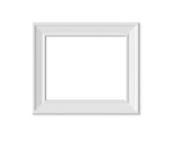 4x5 Horizontal Landacape picture frame mockup. Realisitc paper, wooden or plastic white blank for photographs. Isolated poster frame mock up template on white background. 3D render. photo