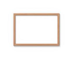 Horizontal wooden frames mockup hanging on the wall. Empty base for picture or text. 3D rendering. photo