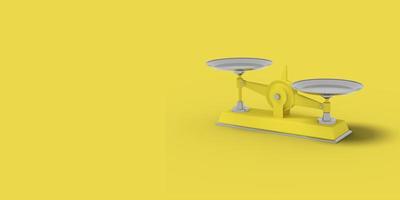 Yellow libra on a yellow background. Abstract image. Minimal concept business. 3D render. photo