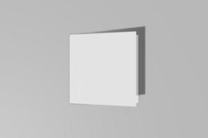 Mockup square booklet, brochure, invitation isolated on a grey background with hard cover and realistic shadow. 3D rendering. photo