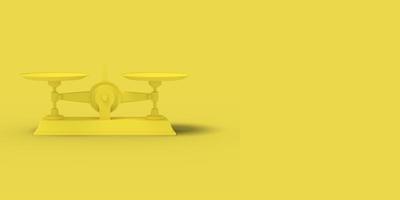 Yellow scales on a yellow background. Abstract image. Minimal concept business. 3D render. photo