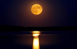 Full moon reflected on water photo