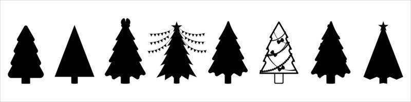 various christmas tree silhouette on the white background vector
