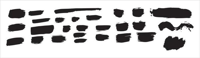 conjunto de diferentes trazos de pincel de pintura de tinta aislado sobre fondo blanco. fondo de la bandera del grunge. ilustración vectorial