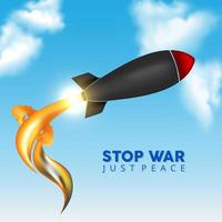 detener los diseños de guerra con bombas de misiles aisladas en el fondo del cielo azul.