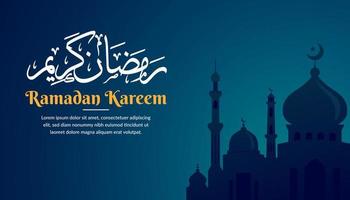 Ramadan kareem islamic background design with mosque illustration. Can be used for greetings card, backdrops or banners. vector