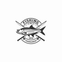 imagen del logotipo de pesca vintage vector