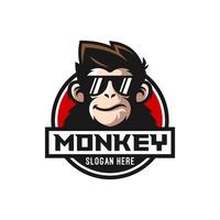 vector del logotipo de la mascota del mono. ilustración vectorial de animales. logotipo de mono geek. diseño de logotipo de vector de chimpancé