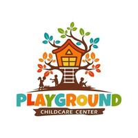 Preschool, kindergarten, playgroup logo icon design template. Children school vector illustration