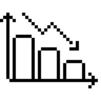 Falling chart. Pixel Art Business Icon vector