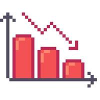 Falling chart. Pixel Art Business Icon vector