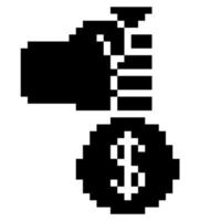 bolsa de dinero. icono de negocio de arte de píxeles vector