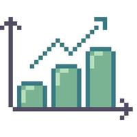 Growth chart. Pixel Art Business Icon vector