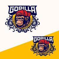 vector del logotipo de la mascota del mono. ilustración vectorial de animales. logotipo de mono geek. diseño de logotipo de vector de chimpancé