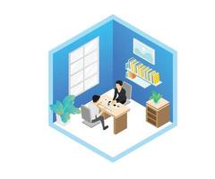 Isometric style job interview illustration vector