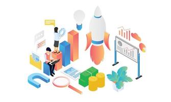 Isometric style website development illustration vector