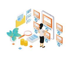 Isometric style website development illustration vector