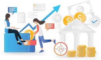 Flat style illustration of finance and banking vector