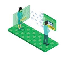 Isometric style illustration of an email marketing strategy vector