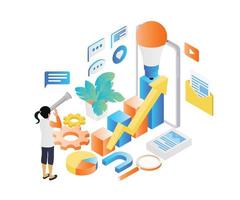 Isometric style website development illustration vector