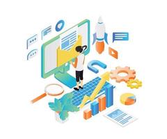 Isometric style website development illustration vector