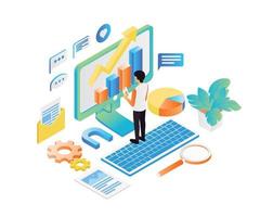 Isometric style website development illustration vector