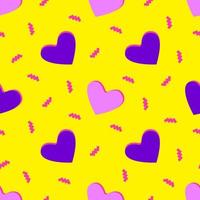 Seamless pattern of heart in memphis style. Vector love background retro vintage 80s or 90s