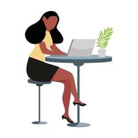 mujer con concepto de trabajo de computadora vector