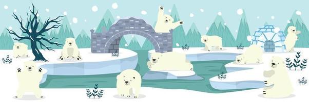North pole Arctic with polar bear background