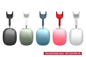 nuevos auriculares y auriculares max con modelo colorido vector