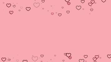 Red heart particle motion background. Faded wallpaper animation with pastel color. Flying bubble. video