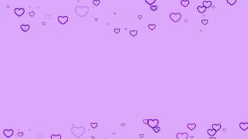 fondo de movimiento de partículas de corazón azul. animación de papel tapiz descolorida con color pastel púrpura. burbuja voladora. video
